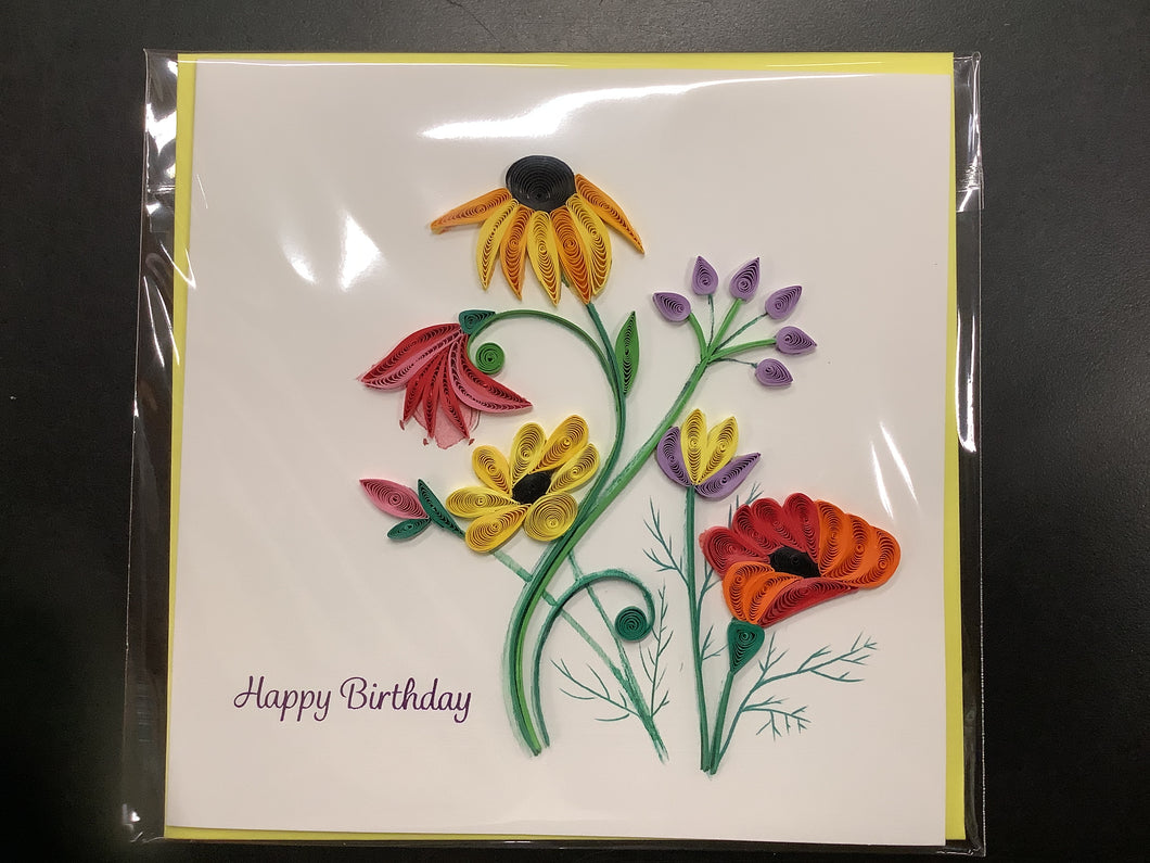 Quilling Card, Birthday Wildflower Blooms