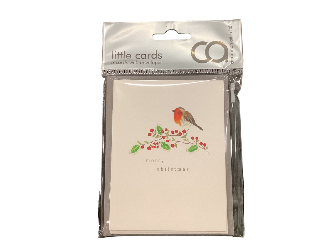 Christmas Card Set of 5, Robin