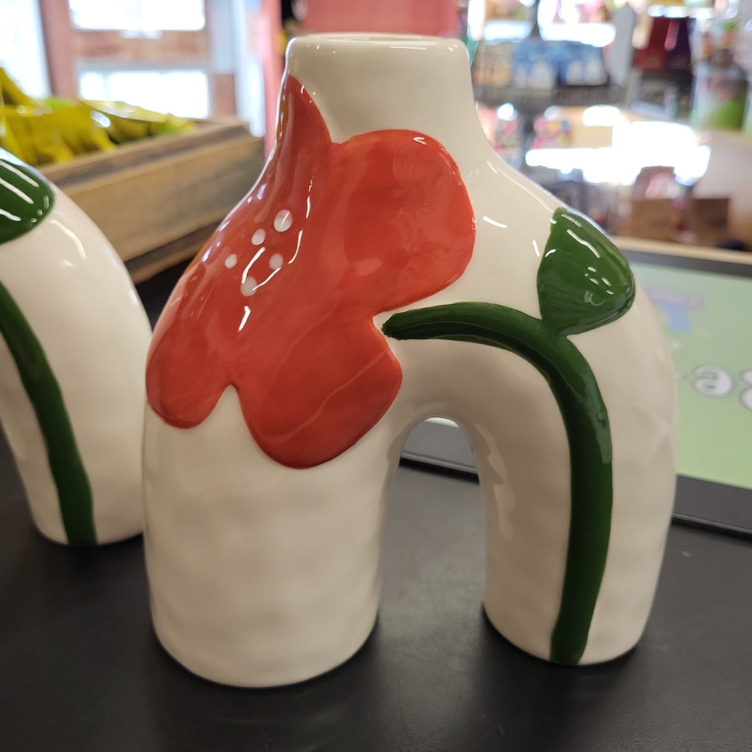 Vase, arch red flower