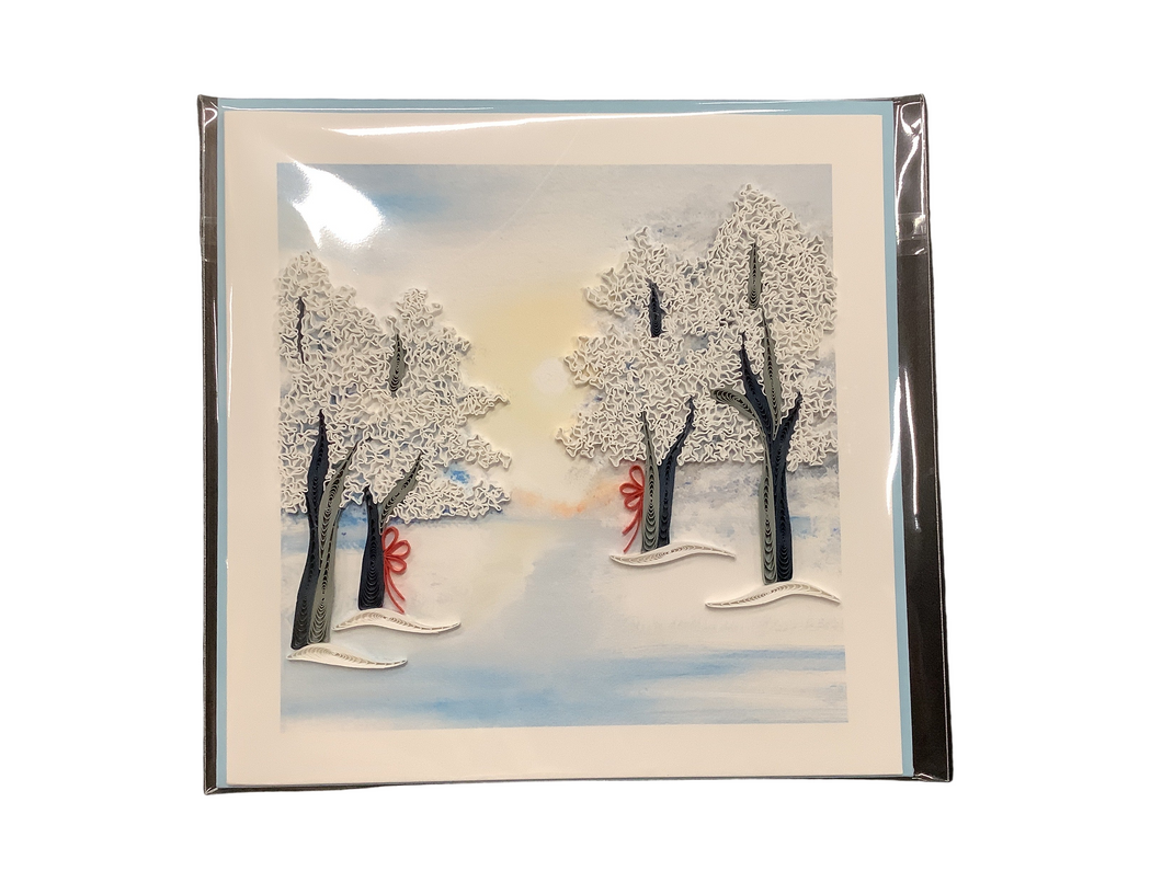 Quilling Card, Snow Covered Trees