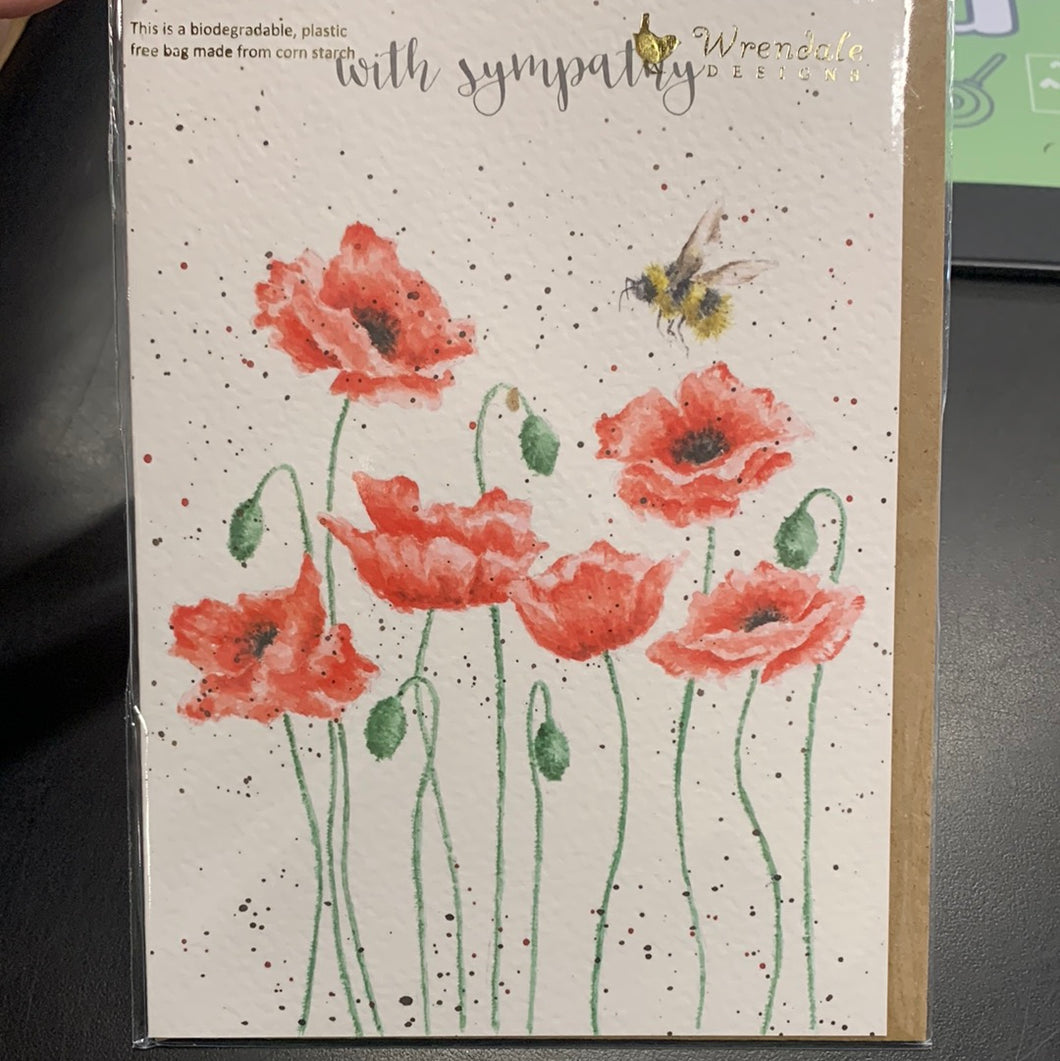 Wrendale Card, Poppies and Bee