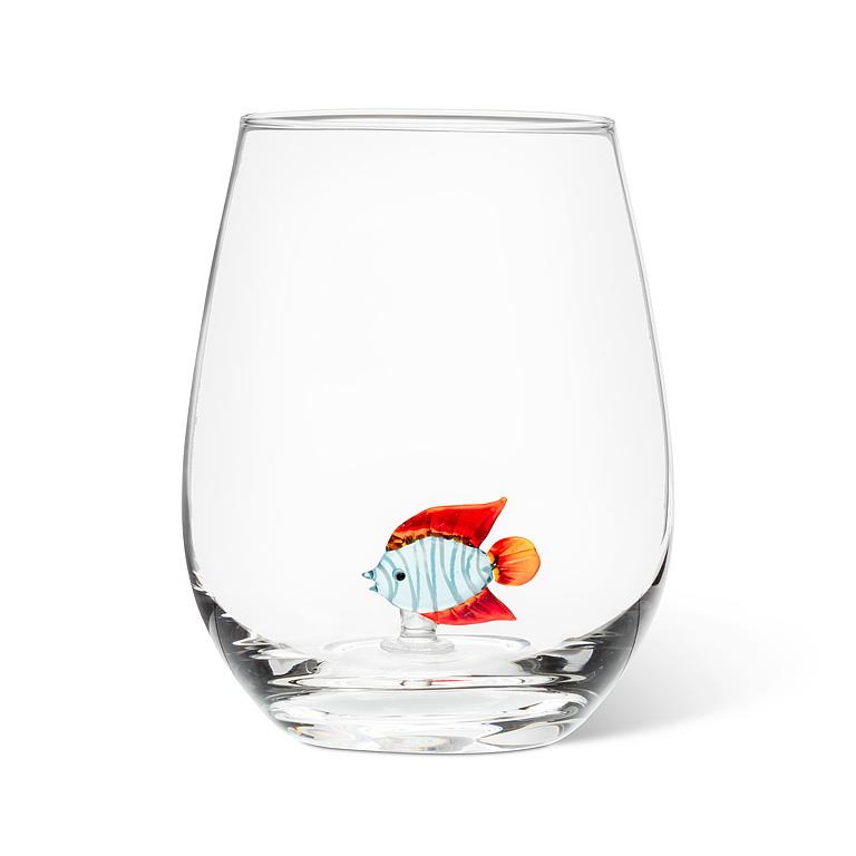 Wine Glass, Stemless, Fish