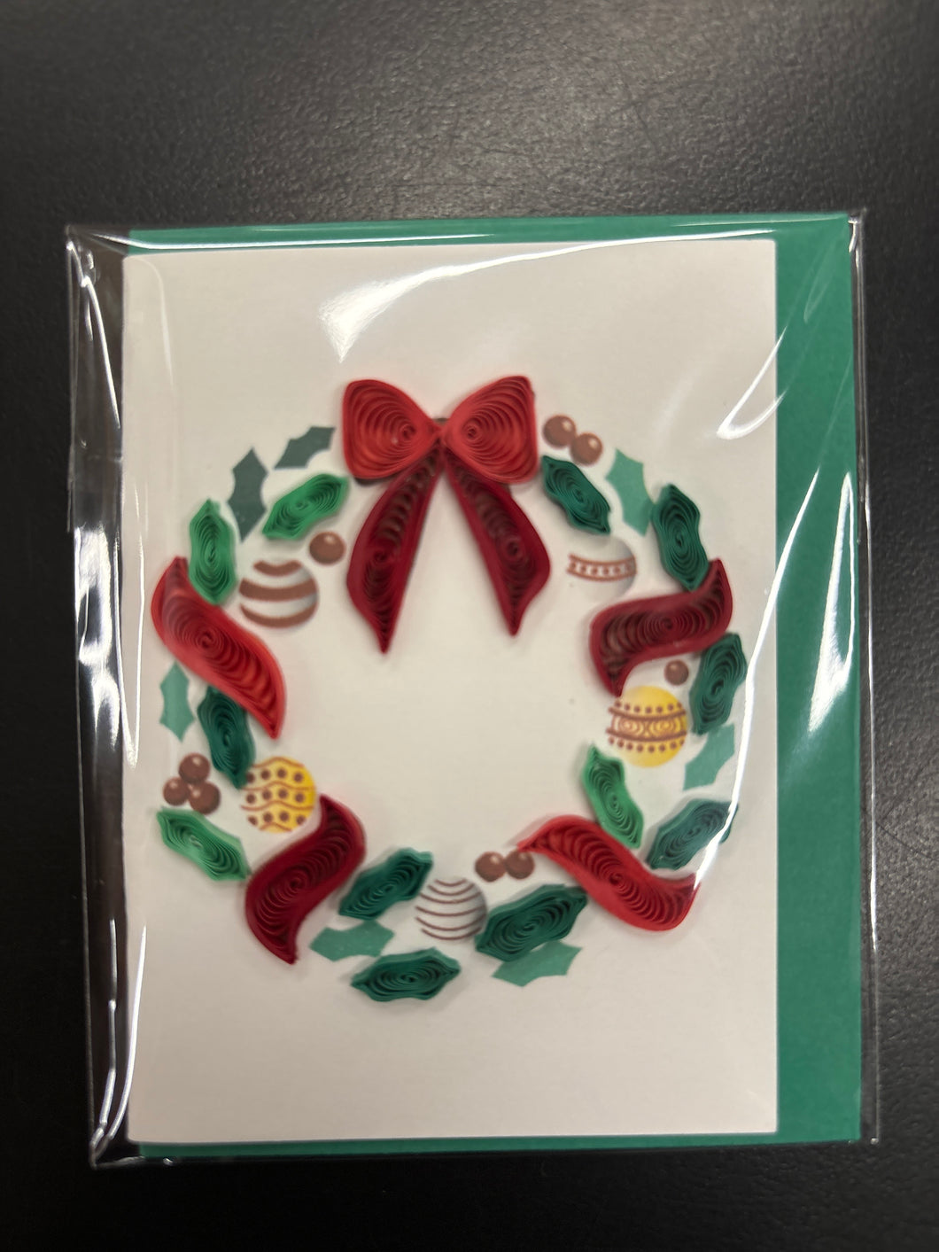 Quilling Gift Card, Holiday awreath w/Ornaments