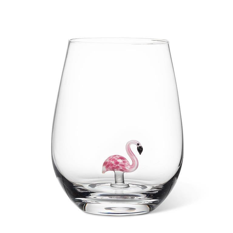 Wine Glass, Stemless, Flamingo