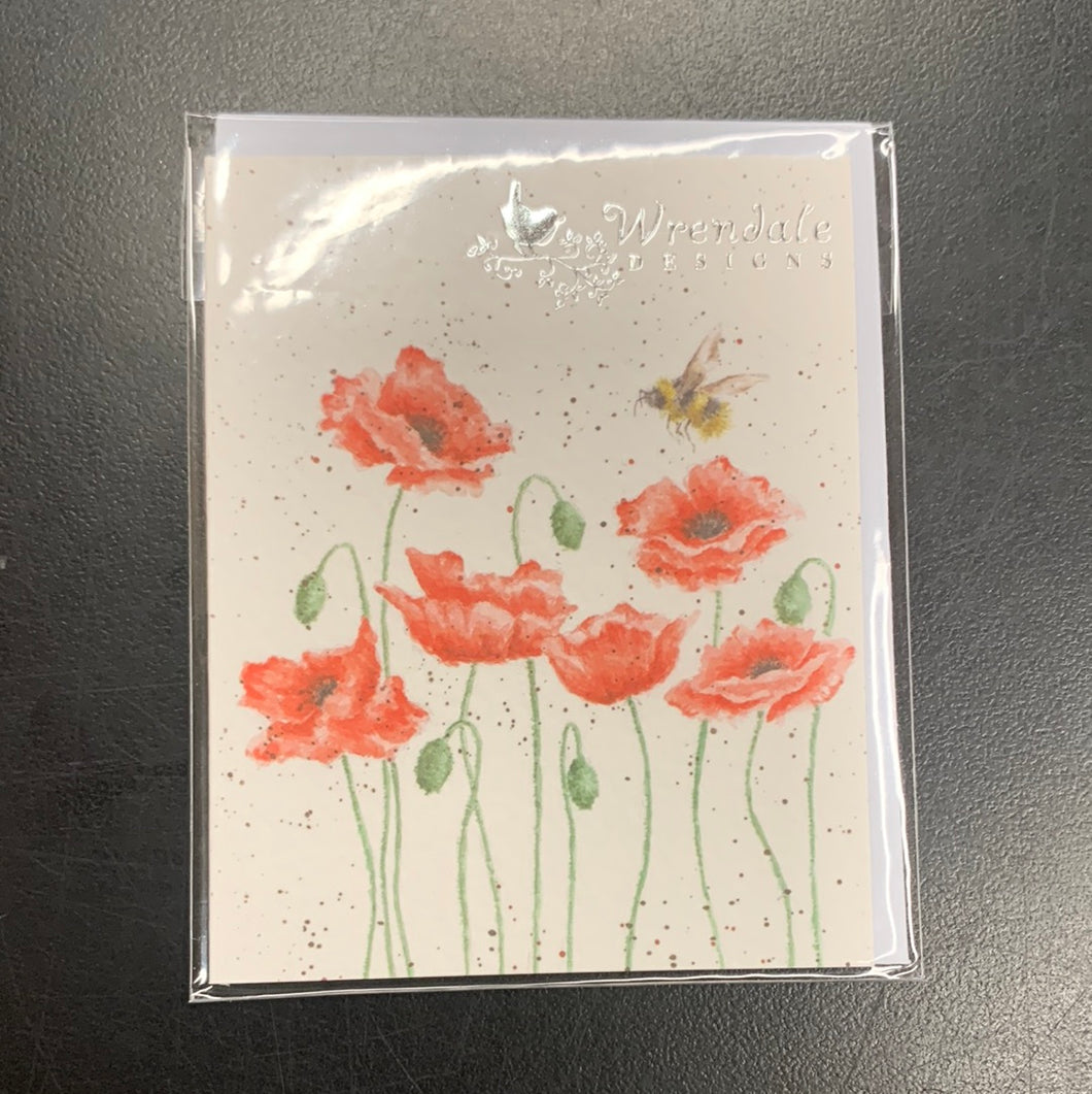 Wrendale, Gift Enclosure Card, Poppies and Bee