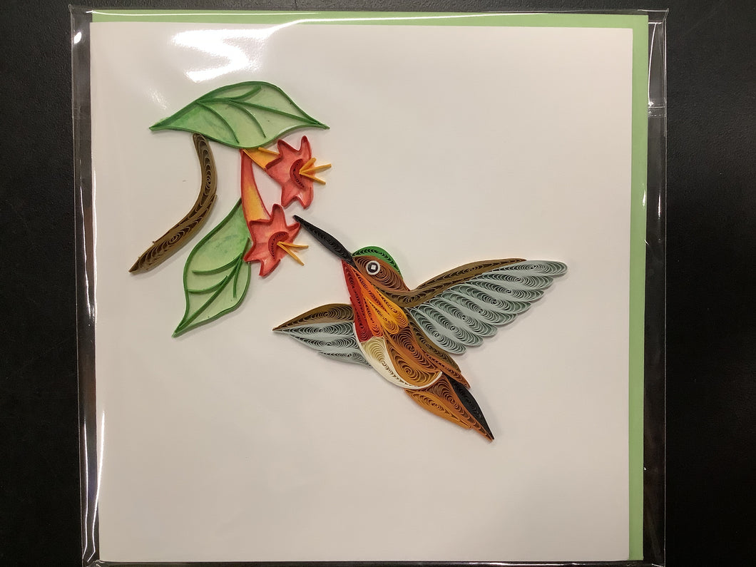 Quilling Card, Rufous Hummingbird