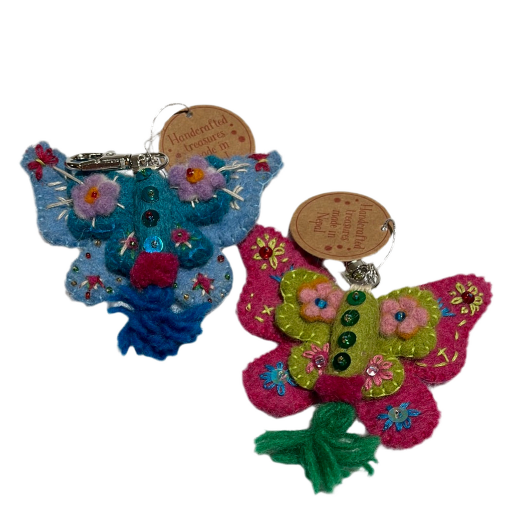 Butterfly, wool keychain