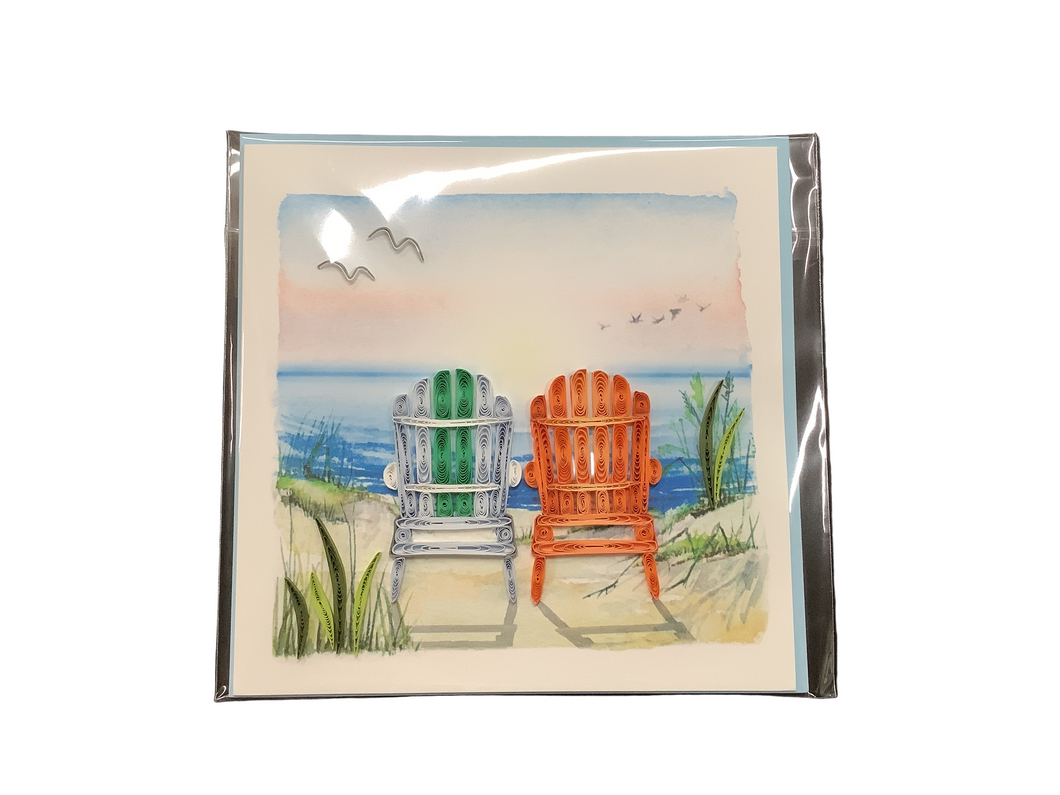 Quilling Card, Beach Adirondack Chairs