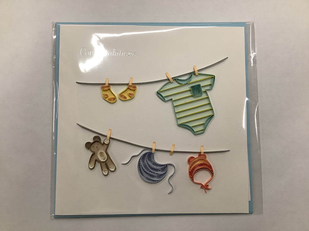 Quilling Card, Baby Clothesline