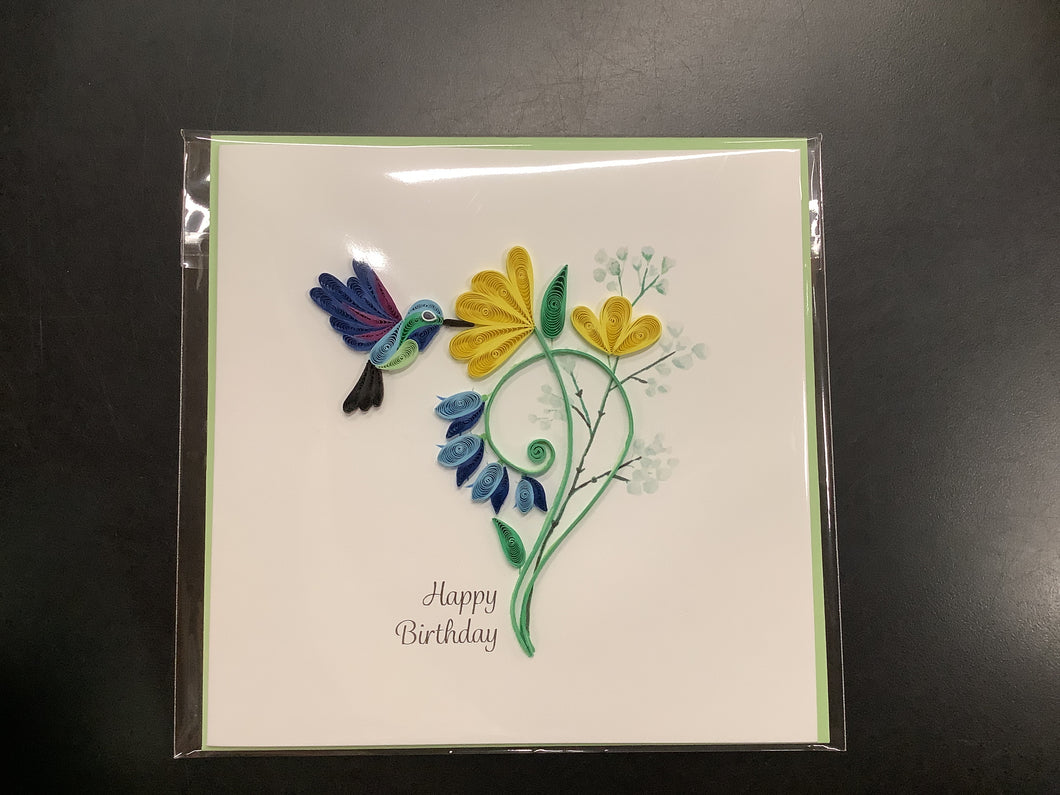 Quilling Card, Birthday Hummingbird