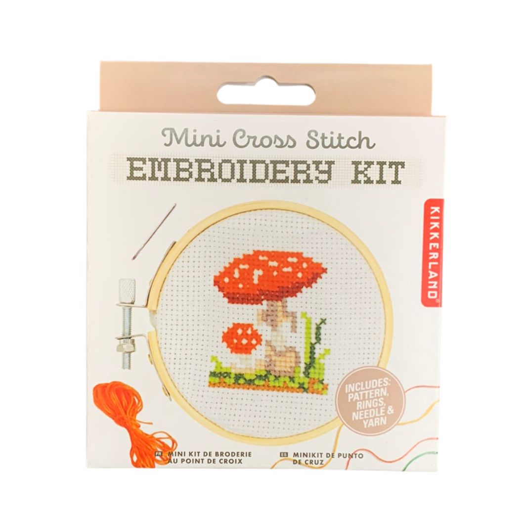 Mushroom, Mini Cross Stitch, Embroidery kit