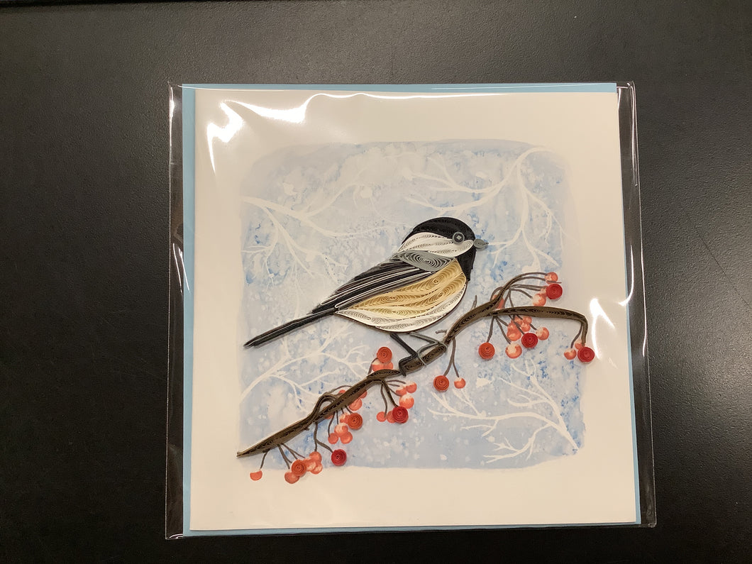 Quilling Card, Winter Chickadee