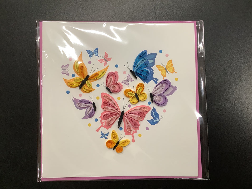 Quilling Card, Butterfly Heart
