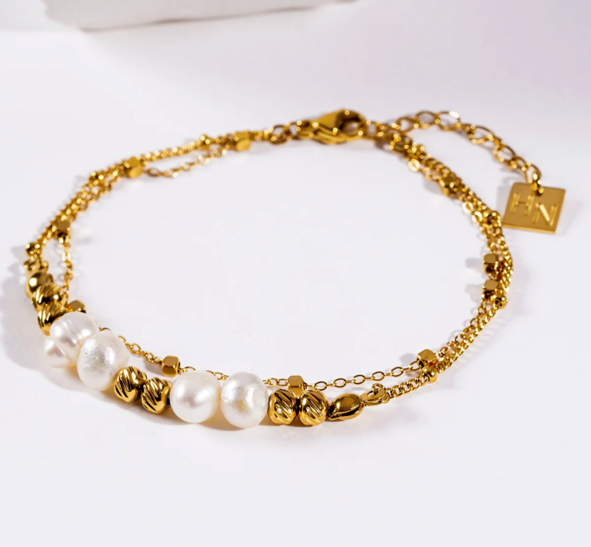 Hackney Nine,  Marenta Bracelet with Natural Freshwater Pearls