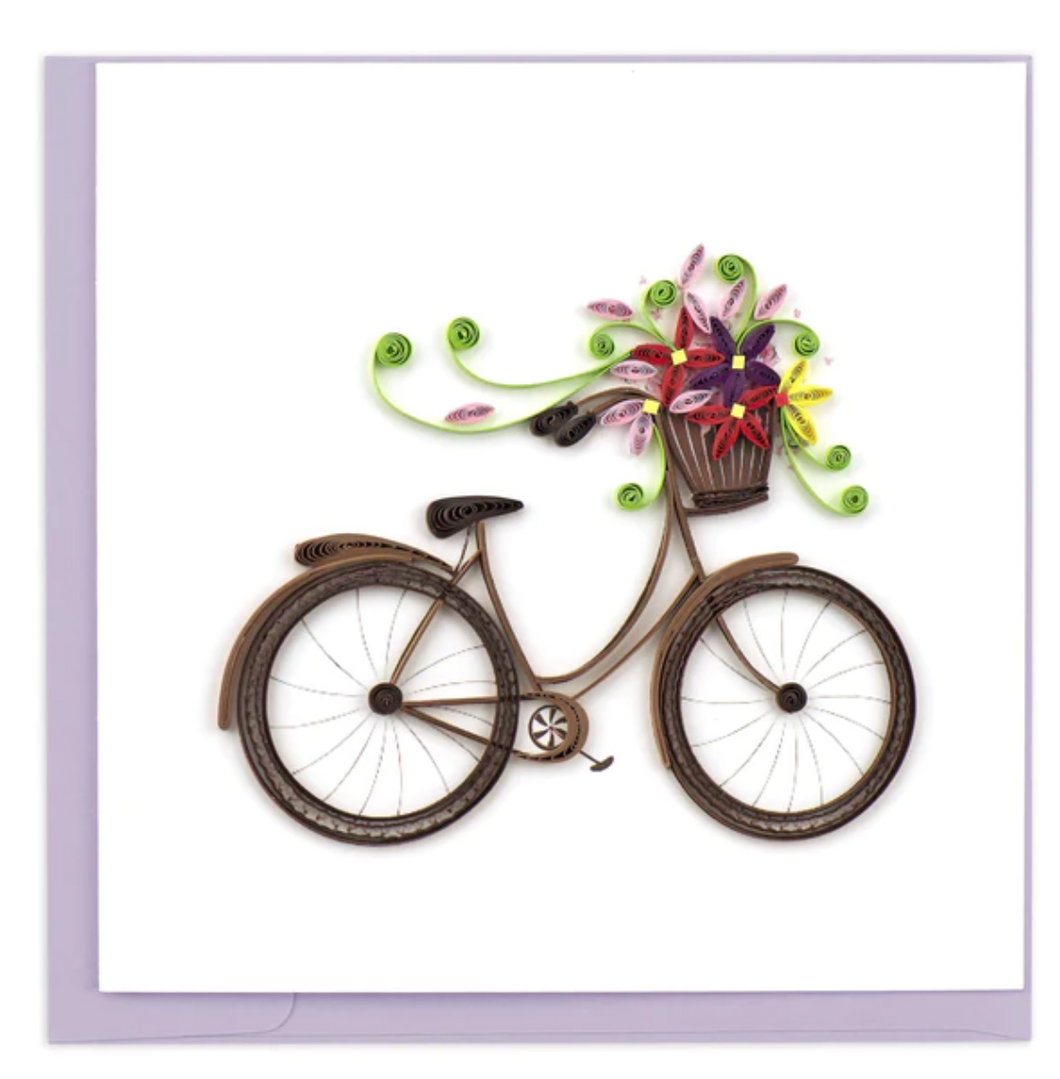 Quilling Card, Bicycle & Flower Basket