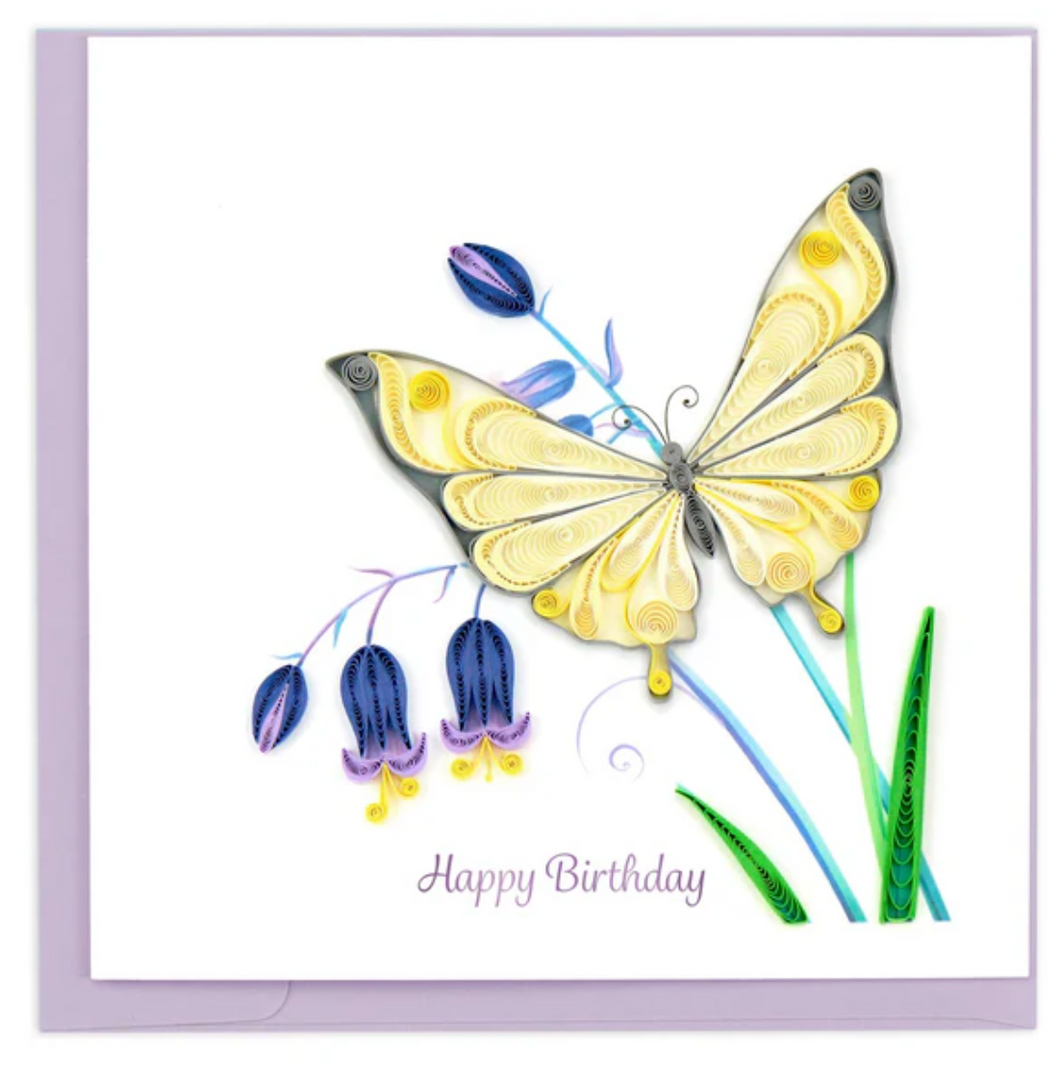 Quilling Card, Birthday Butterfly & Bluebells