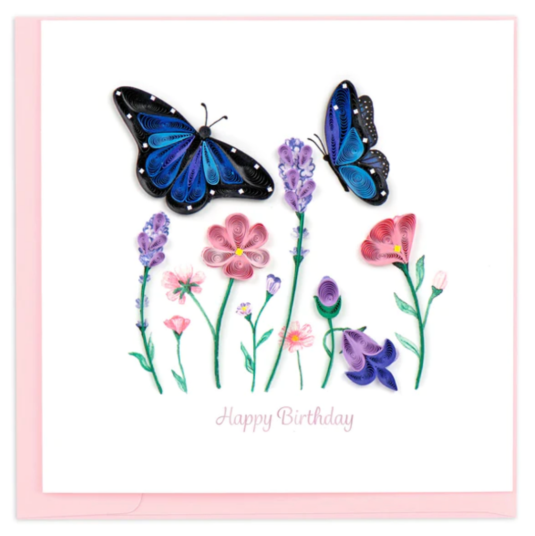 Quilling Card, Birthday Flowers & Butterflies