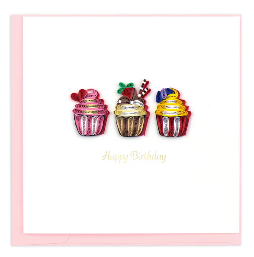 Quilling Card, Birthday, Cupcakes