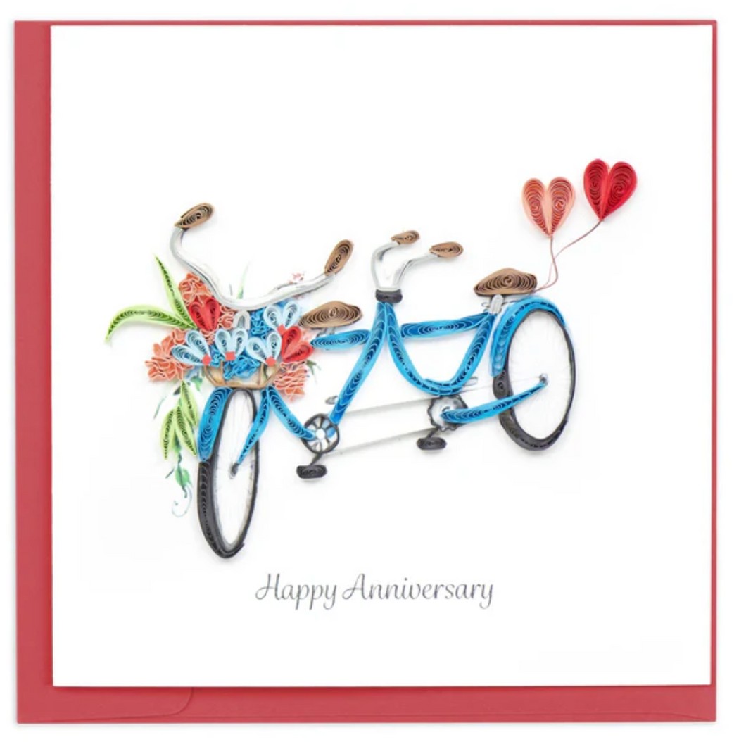 Quilling Card, Happy Anniversary, Tandem Bike