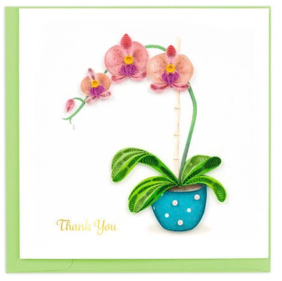 Quilling Card, Thank you Potted Orchid
