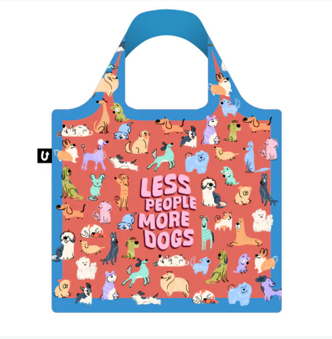 Folding Tote Bag, Less People More Dogs