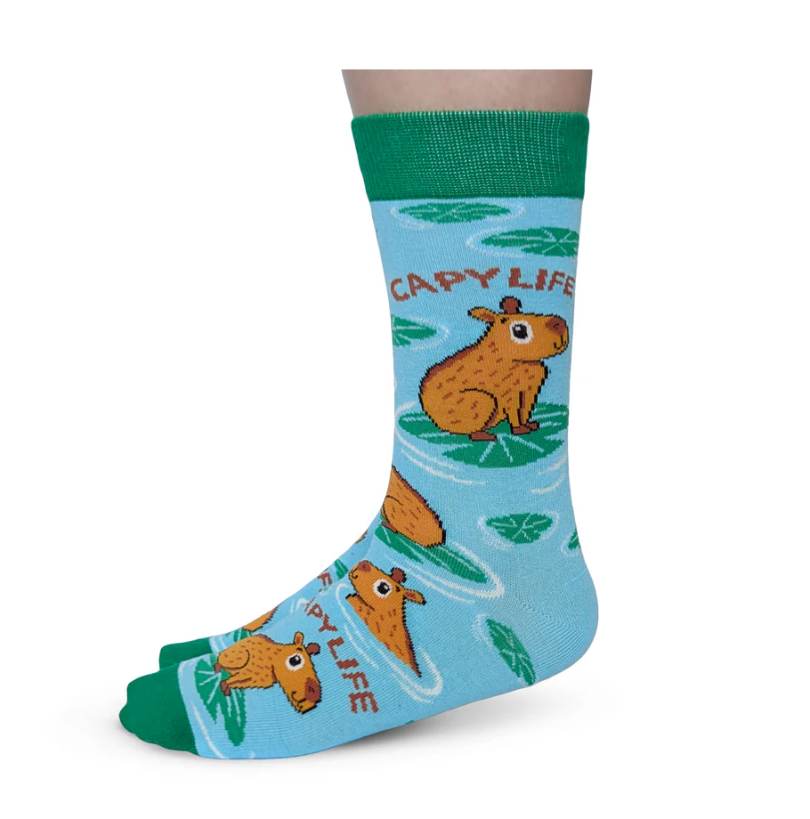 Ladies Crew Socks, Capy Life