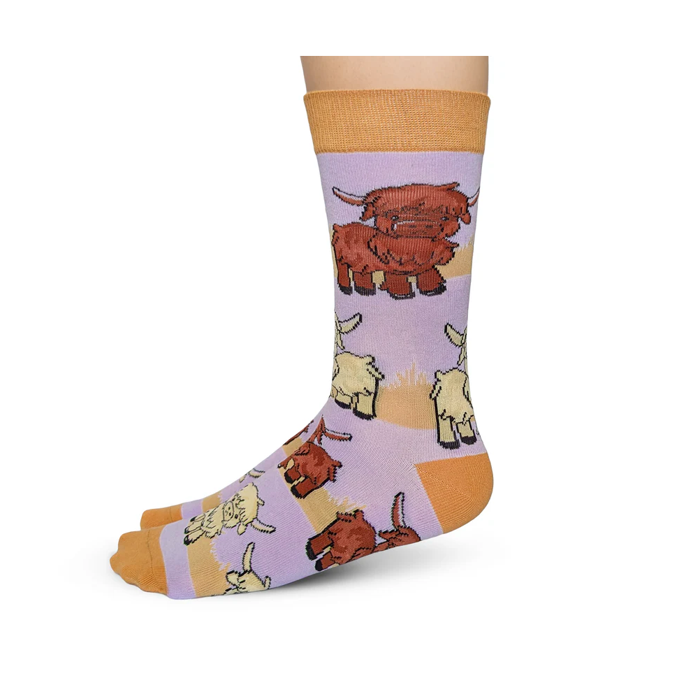 Ladies Crew Socks, Highland Cow