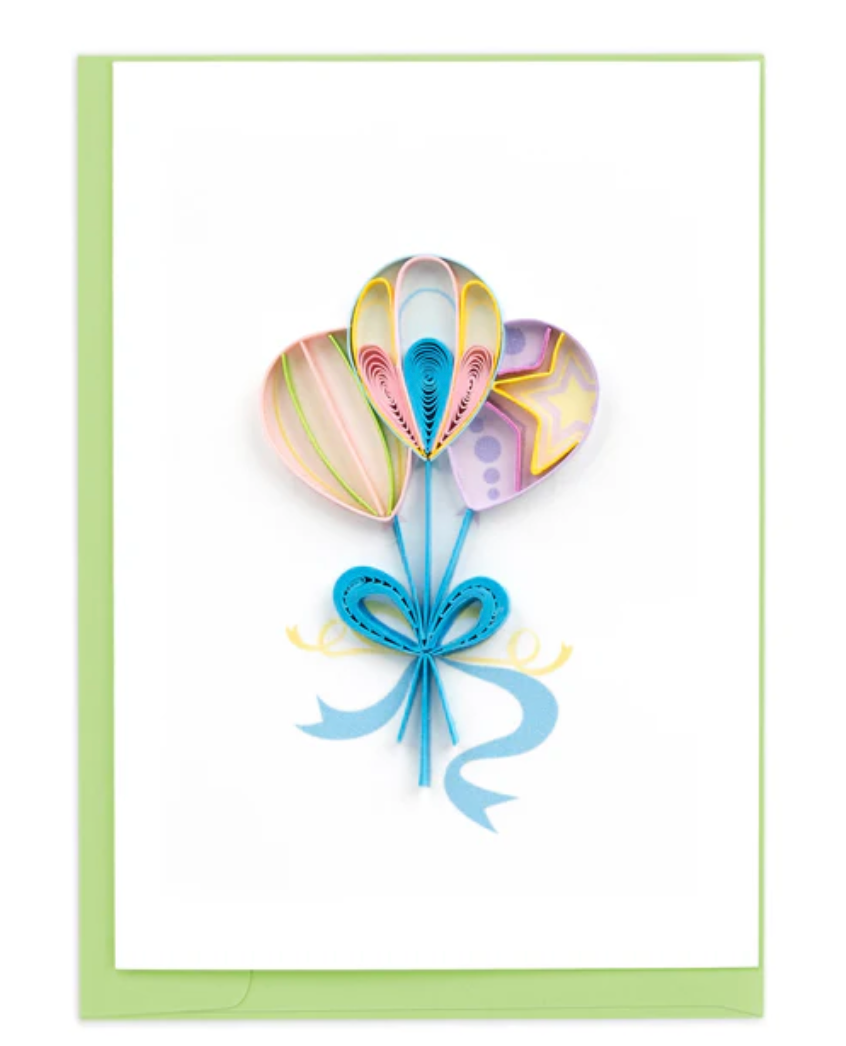 Quilling Gift Card, Colourful Balloons