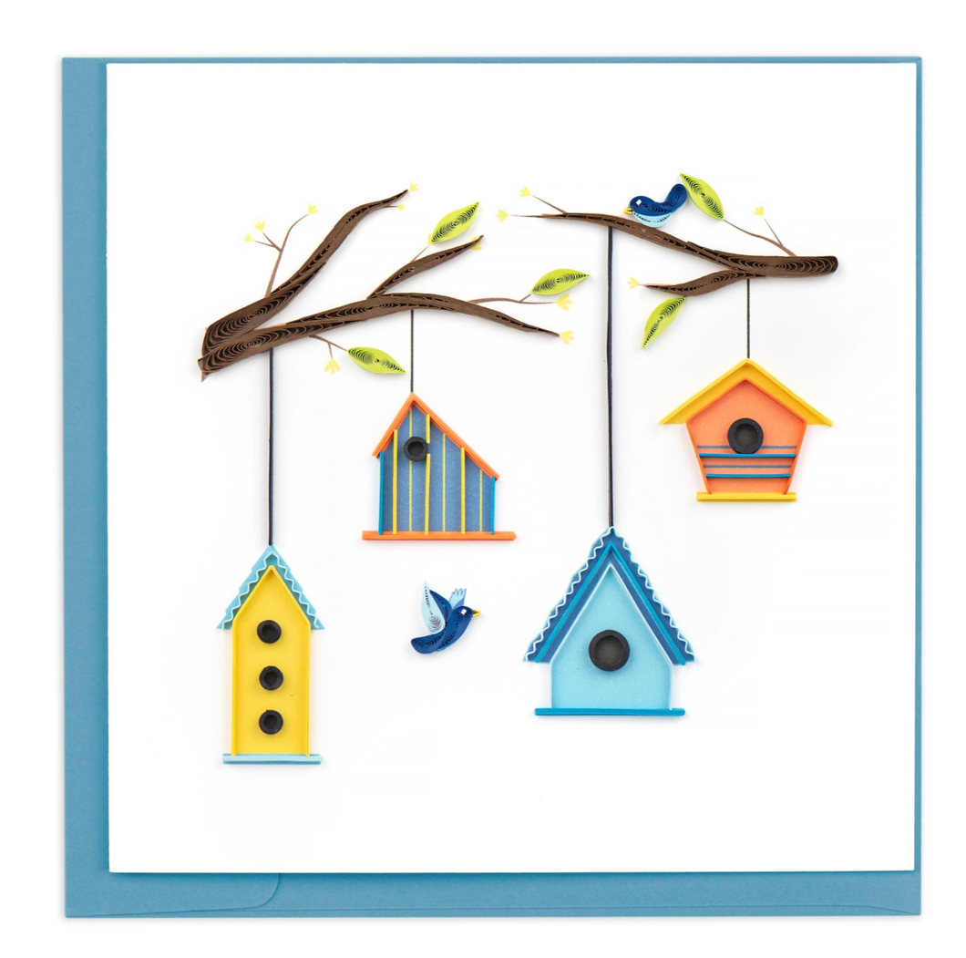 Quilling card, Birdhouse Tree