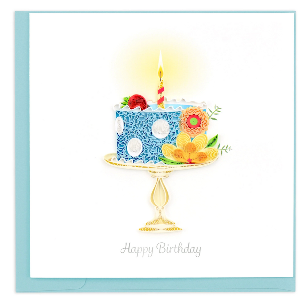 Quilling card, whimsical birthday cake