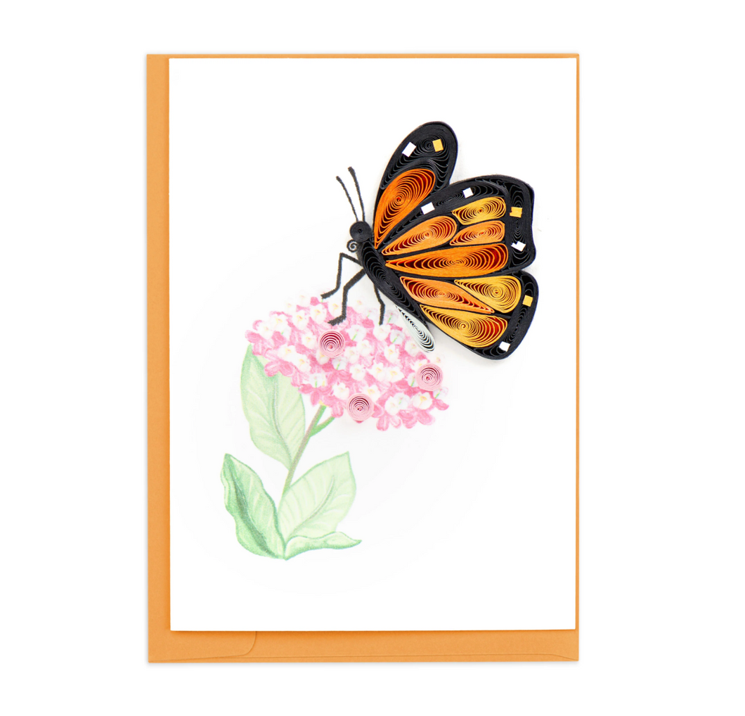 Quilling Gift Card, Monarch Milkweed Butterfly, Mini Gift Enclosure