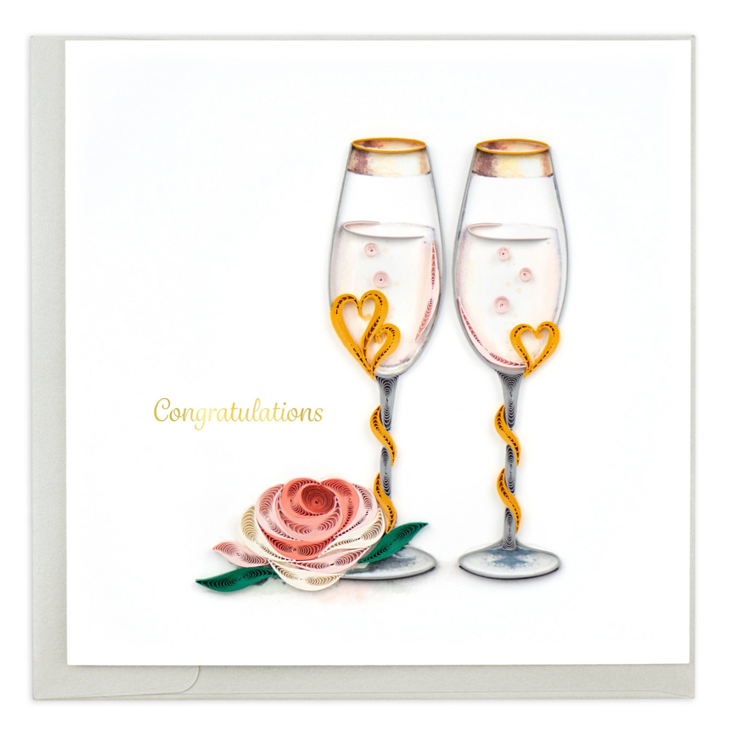 Quilling Card, Wedding Toast Flutes