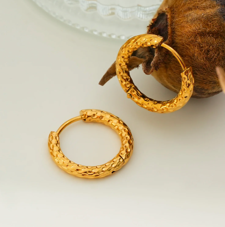 Hackney Nine, Edgware Hammered Hoop Earrings (G)