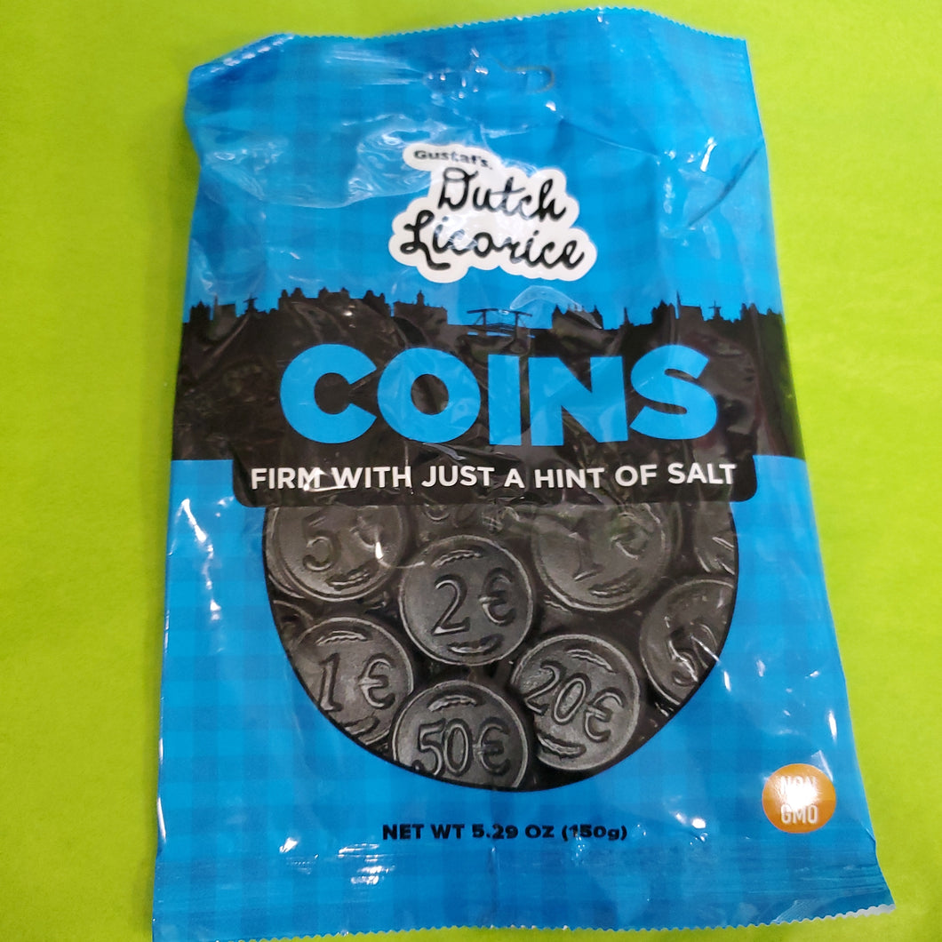 Hanging Bag, Gustaf’s Dutch Licorice, Coins