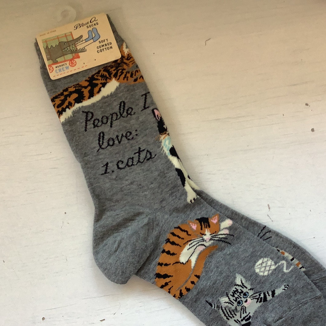 Ladies' Crew Socks, People I Love, Cats
