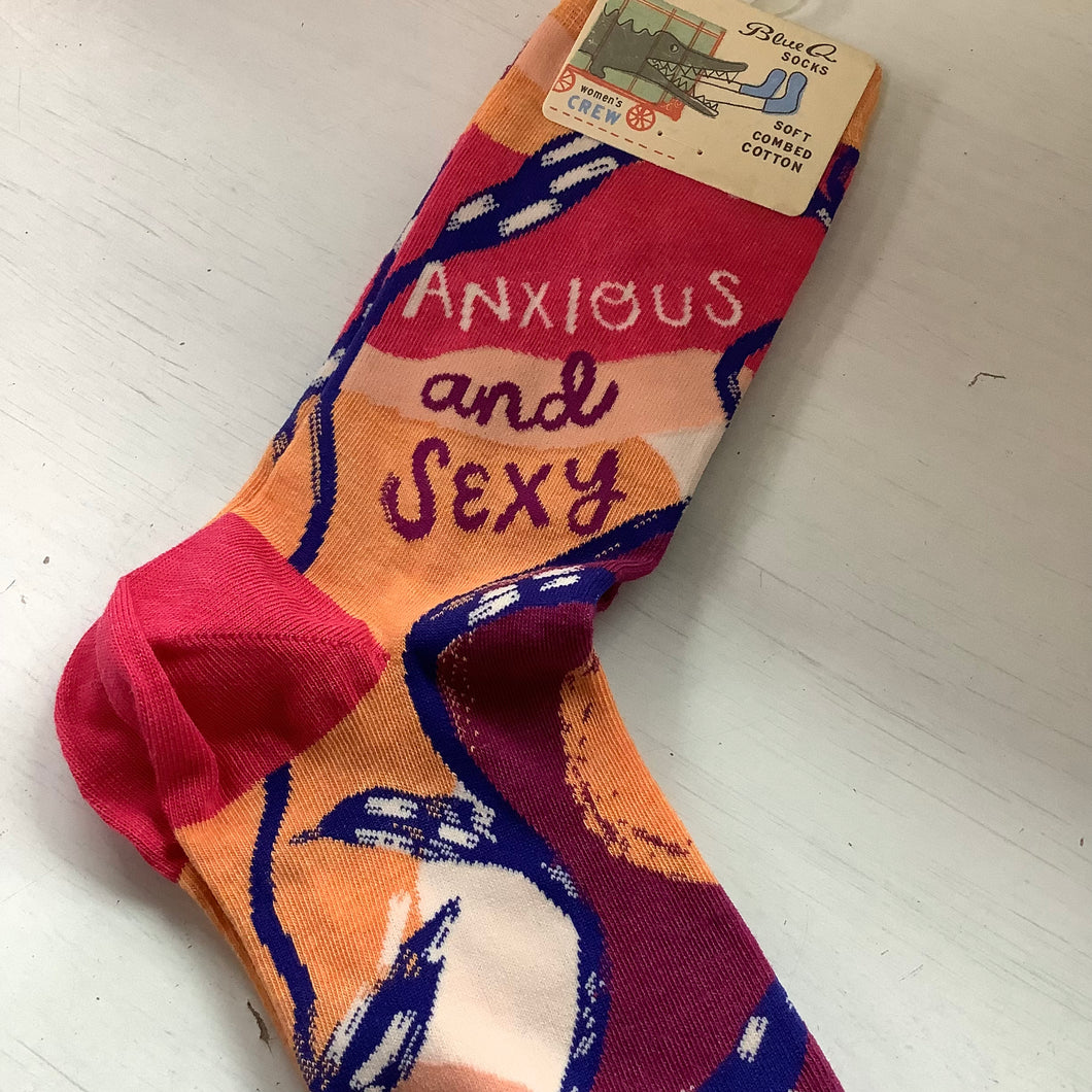 Ladies' Crew Socks, Anxious & Sexy